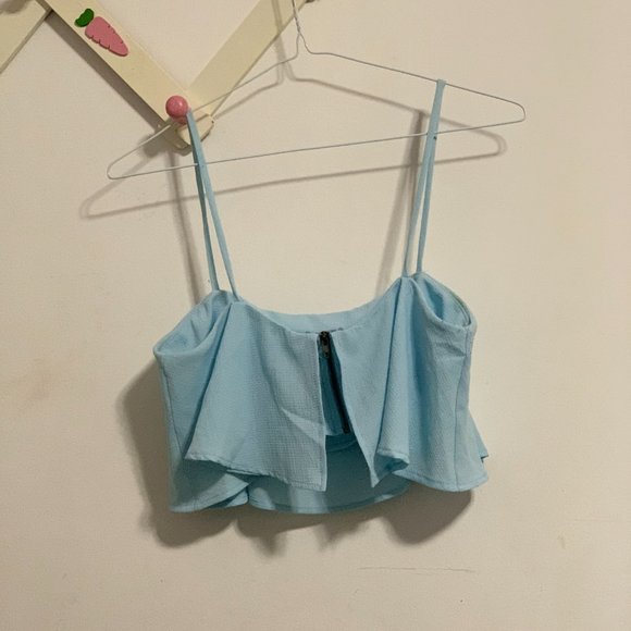 Light Blue Flowy Bandeau Top with cute straps - Picture 2 of 5